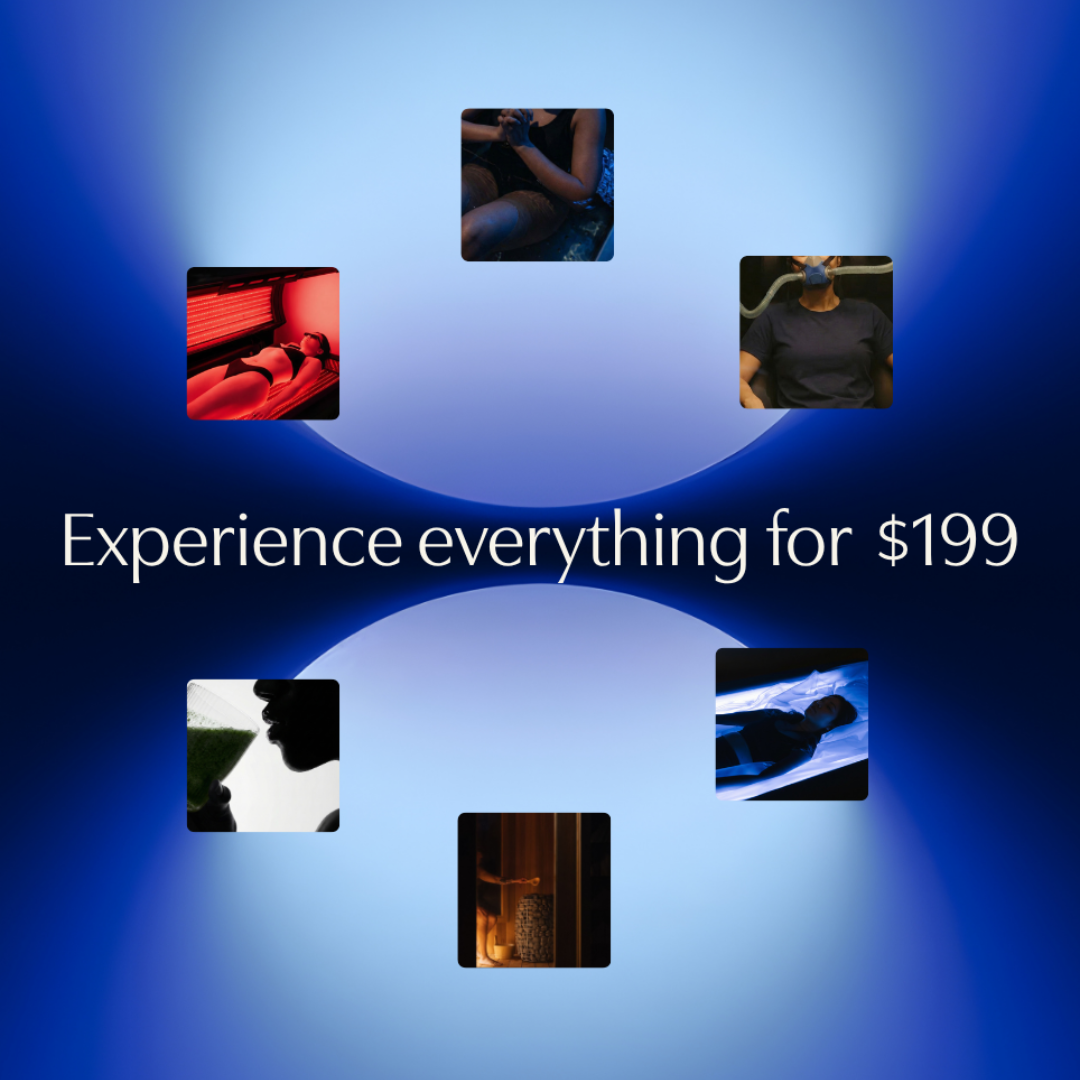 Reverse Intro graphic with text 'Experience everything for $199' on a blue background with smaller images.
